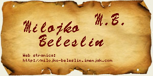 Milojko Beleslin vizit kartica